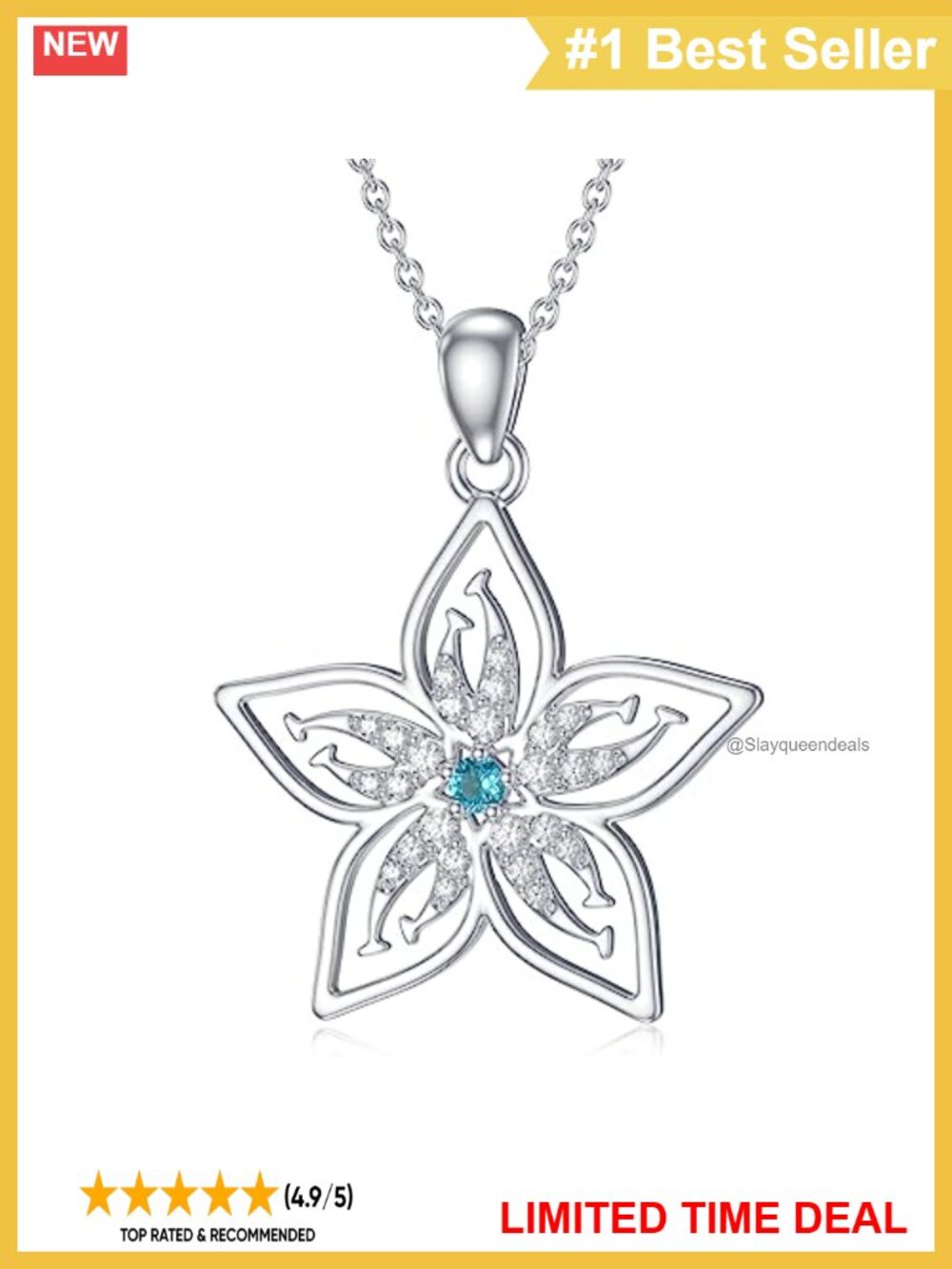 925 Sterling Silver Flower Pendant Necklace for Women Hypoallergenic Gift